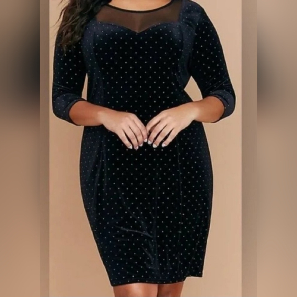 EUC Black Bodycon Silver Embellished Dress